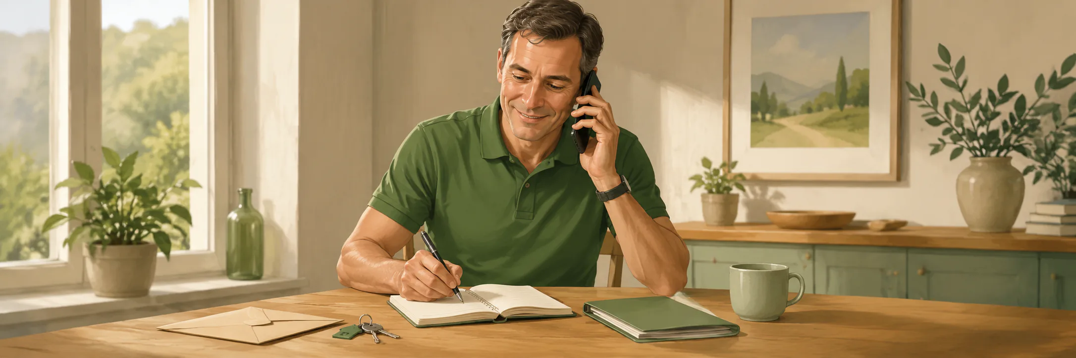 Intervenant Quercy Assistance au téléphone prenant des notes