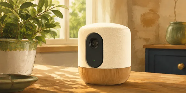 Objet connecté installé dans un intérieur domestique.